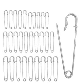 Pack of 30 Safety Pins, Available in 5 cm - 10 cm Various Safety Pins, for Clothing Crafts, Durable Safety Pins (Silver)