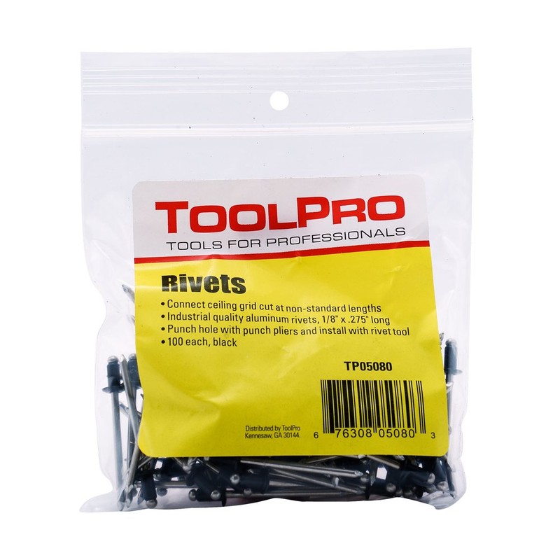 ToolPro Pop Rivets for Ceilings, 1/8"