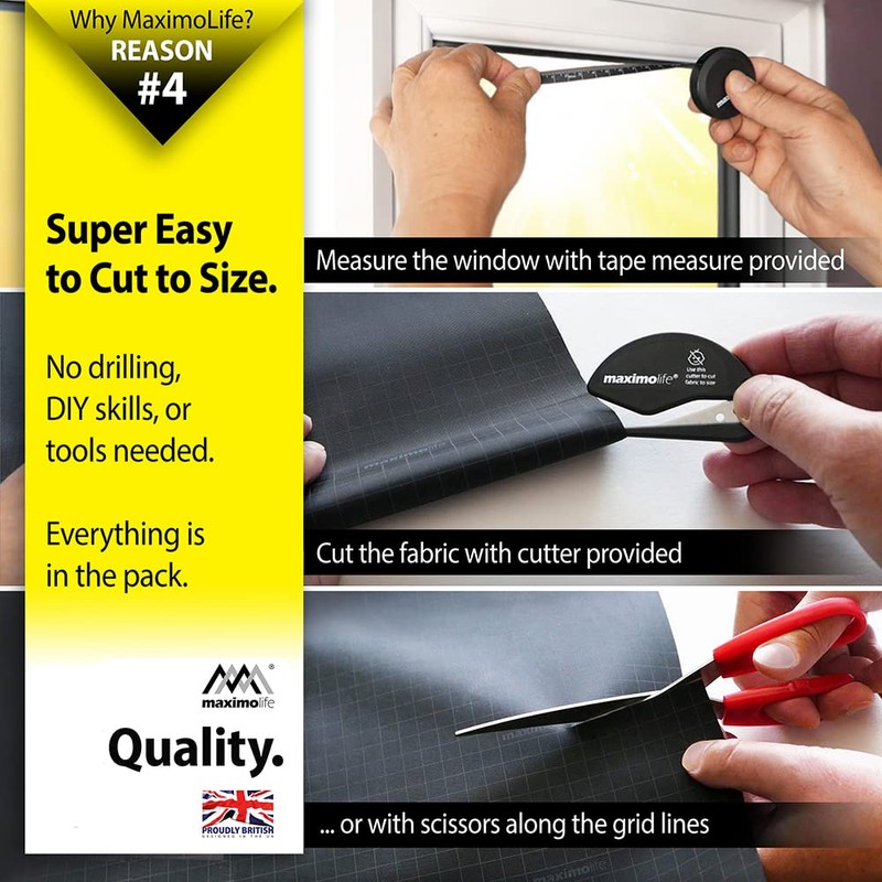 MaximoLife® Ultimate 100% Blackout Blind | Fits Any Window Size/Shape