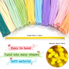 URSDIART 500pcs Pastel Pipe Cleaners,10 Assorted Colors Macaroon Pipe Cleaners Crafts, Bulk Pipe Cleaners Fuzzy Wire Chenille Stems for Art and Craft Projects Flowers Creative Gift Party Decorations