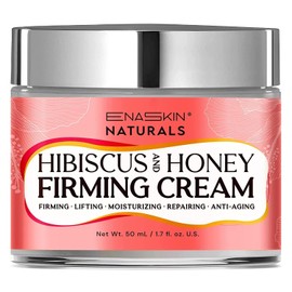 Enaskin Naturals Hibiscus & Honey Firming Cream: 3-in-1 Moisturizer for Tightening, Firming, and Anti-Aging for Face, Neck, Shoulders, and Body, 1.7 Fl Oz