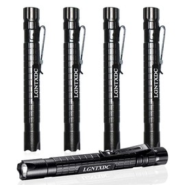 LGNTXDC LED Pen Light, 5 Pcs Ultra-Bright Aluminum Small AAA Mini Flashlights Tactical Penlight with Pen Clip, Non-Slip Waterproof IPX4 Pocket-Size, XDC140 Pro