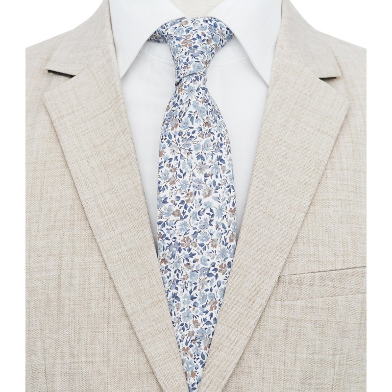 BELLUNO Corbata delgada floral para hombre, corbata de flores estampada