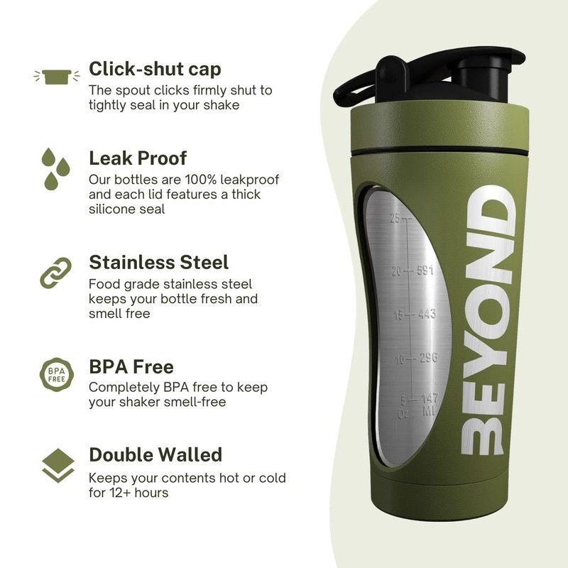 Beyond Fitness Premium Insulated Stainless Steel Protein Blender, Shaker Supplement