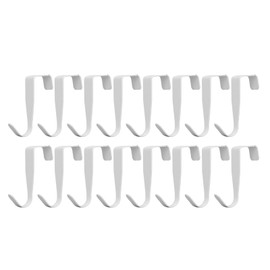 16pcs Door Hanging Hook Strong Bearing Capacity Stainless Steel Single Door Hanger for Cabinet Closet White