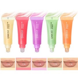 Bekoeen 5 Colour Tinted Lip Oil, Moisturising Lip Gloss Oil, Plumping Lip Balm with Hyaluronic Acid, Girls Daily Lip Balm, Repair and Lip Makeup