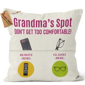 Kies CROWNLY CRYSTAL® (Double-Sided) Grandma Gifts for Grandma with Pockets Cushion Cover 18x18 Inc Grandma Gifts from Grandchildren Grandma Birthday Gifts Great Grandma Gifts Mothers Day Funny Gifts