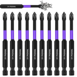 10-Pack 2 Phillips Bits #2 Impact Magnetic, Professional Long Phillips Head Drill & Screwdriver Bit (3.54 Inch), S2 Alloy Steel, CNC Anti-Slip, 1/4" Hex Shank, Ph2 for Impact Driver