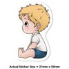 4 x Small 50mm 'Cute Sitting Boy' Permanent Sticker Decals