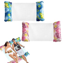 2 Pack Inflatable Pool Wammock, 4-in-1 Multi-Purpose Water Pool Float, Water Hammock for Pool Beach Vacation (Blue and Pink)