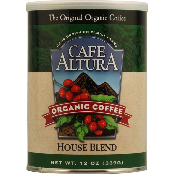 Cafe Altura Organic Coffee, House Blend, Ground Coffee, 12 Ounce Can (Pack Of 6)