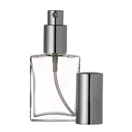 Riverrun Perfume Atomizer, Flat Glass Bottle, Silver Sprayer 30ml 1 oz (Set of 2)