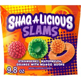 SHAQ-A-LICIOUS SLAMS Assorted Fruit Flavored Chewy, Candy Bag, 9.8 oz
