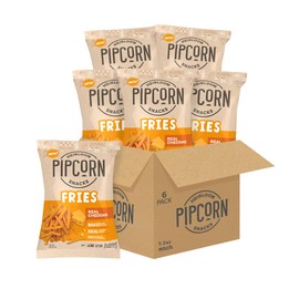Heirloom Baked Cheddar Fries by Pipcorn - 5oz 6pk - Healthy Snacks, Gluten Free Snacks, Non-GMO, Upcycled Heirloom Corn Flour, Vegan, Baked Not Fried Snacks