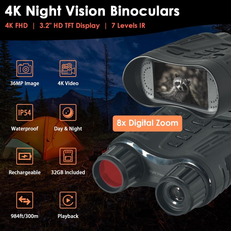 Night Vision Goggles, 4K Night Vision Binoculars for Adults, Kethvoz