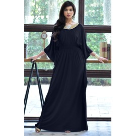 KOH KOH Plus Size Womens Long Kaftan Caftan Flowy Casual Abaya Summer Evening Formal Party Bohemian Maternity Modest Moroccan Muslim Fancy Gown Gowns Maxi Dress Dresses, Dark Navy Blue 2XL 18-20