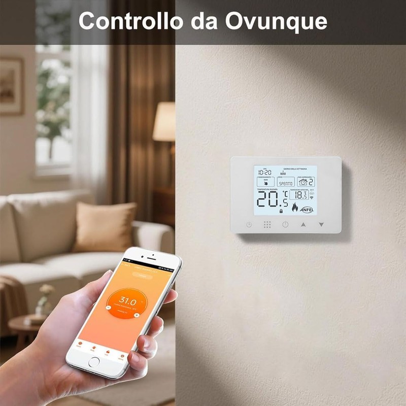 CRONOTERMOSTATO WIFI PROGRAMMABILE SMARTPHONE APP ALEXA TERMOSTATO CALDAIA DA PARETE