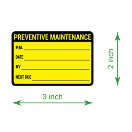 2x3 inch 200 PCS Black Yellow Preventive Maintenance Stickers for Machines and Equipments