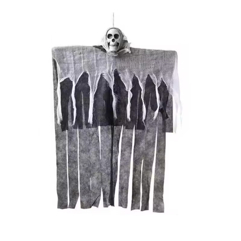 1pc Halloween Glowing Skull Skeleton Ghost Decoration, Hanging Gauze Ghost