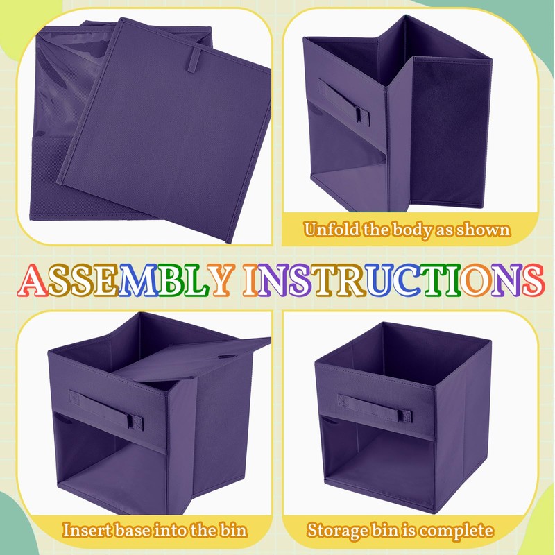 Marsui 12 Pcs Collapsible Cube Storage Bin with Window Daycare