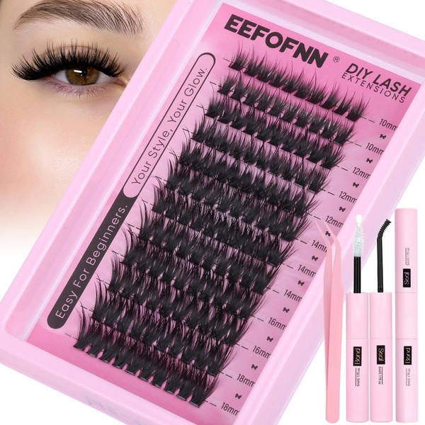 Eefofnn DIY Lash Extension Kit Spikes Lash Clusters Wispy Eyelash