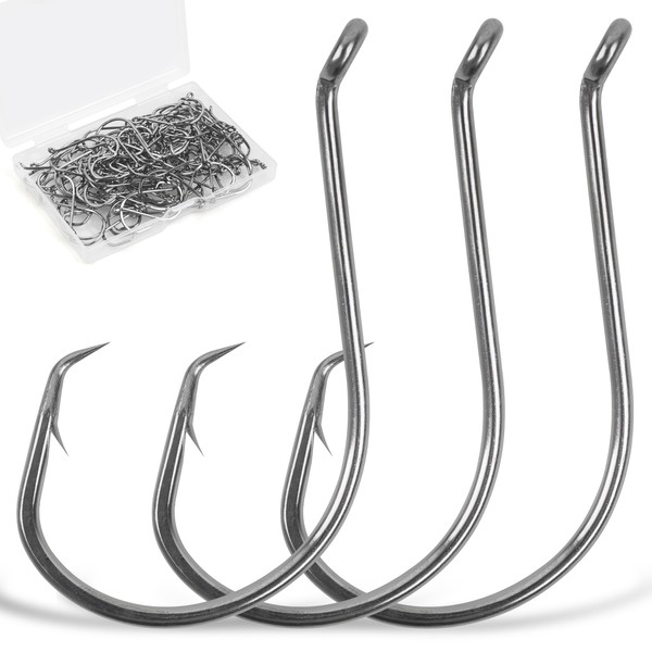 Circle Hooks Fishing Hooks,50/100pcs 2X Strong Octopus Hooks Sea Fishing