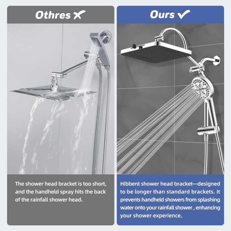 Hibbent Upgraded cUPC Certified 13'' Shower Head Combo, High Pressure