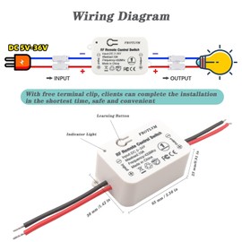 Frotlvm Wireless RF Remote Control Switch DC 5-36V Light Switch 12V 24V 1 Channel 433Mhz Universal RF Relay Switch Receiver Controller with 2 Transmitters for Lights, Fans, Lamp