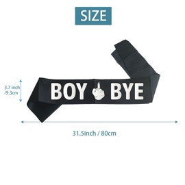 Boy Bye Sash, Happy Divorce Party Favors Supplies Decorations for Just Divorced, Bestie Gathering/Going Away/Moving/Graduation/Farewell Party Sash (Black Sash with Silver Vivid Finger Pattern)