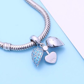 I Love You Colgante de corazón crystal Dangle Bead 925 de plata de ley para pulsera Europea, Navidad, día de la madre regalos