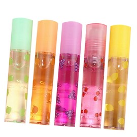 Baluue 5Pcs Fruit Flavored Moisturizing Lip Gloss Transparent for Hydrated Lips Portable Lip Care with Random Colors for Daily Use and Travel