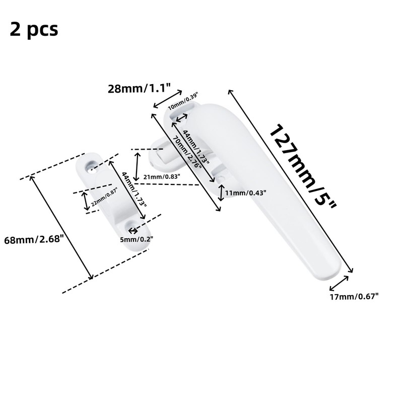 UTALIND 2 Pcs White Window Handle, Zinc Alloy Right Side