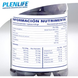 PLENLIFE - Multivitamínico en Gomitas - Suplemento sin Azúcar Sabor Mora Azul - Frasco con 50 Gomitas / 240 Gramos