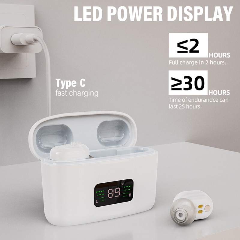 Hearing Amplifiers Noise Cancelling Ergonomic Silicone Earbud Lightweight Rechargeable Hearing