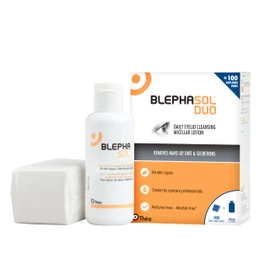 Blephasol Duo 100 ml Micellar Eyelid Cleansing Solution with 100 Lint-Free Pads | Effective and Gentle Cleansing for Make-Up Removal, Inflamed and Sensitive Eyelids | Soap & Alcohol-Free