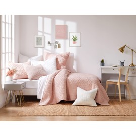 homthreads by Levtex Home - Rowan Quilt Set - Twin Quilt and One Standard Sham - Diamond Quilted - Blush Crinkle - Quilt (68x86in.) and Sham (20x26in.) - Reversible - Polyester