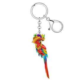 LONYOO Acrylic Macaw Parrot Bird Keychain Wallet Car Key Chain Rings Jewelry Summer Scarlet Parrot Gifts for Women Girls (Multicolor 110)