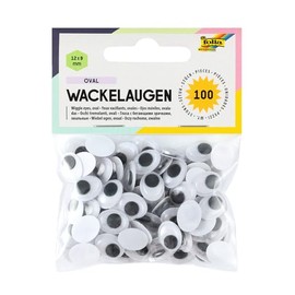 Folia 750007 - Wiggle Eyes with Moving Pupils, White, Round Approximately 7 mm - ideal for figurine and animal craft., Oval