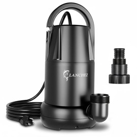 LANCHEZ Sump Pump 1 HP 4700 GPH Submersible Water Pump Thermoplastic Portable Utility Pump High Flow Water Removal for Swimming Pool Garden Pond Basement Window Wells with 25FT Long Power Cord