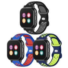 3 Pack Waterproof Silicone Gizmo Watch Band for Kids Compatible with Gizmo Watch 3 2 1/ Gabb Watch 3 2 1/ SyncUP/Cosmo JrTrack Watch, Breathable Soft Sport Bands with Air Holes Design for Boys Girls