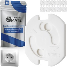 Sockets Child Lock without Gluing, Pack of 10, Suitable for Type F and Type L Sockets, in White, with Key, Socket Protector for Plugging, Socket Child Lock, Baby Socket Safety