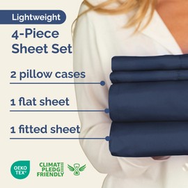 King Size 4 Piece Sheet Set - Comfy Breathable & Cooling Bed Sheets Set - Hotel Luxury Bedding for Women, Men, Kids & Teens - Deep Pockets, Easy Secure Fit, Soft & Wrinkle Free - Oeko-Tex - Navy Blue