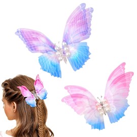 2 Stück Schmetterling-Haarclips, Damen Mädchen Kinder Haar Clips Set 3D Schmetterling Haarspange, Kopfschmuck für Braut Hochzeit Accessoire