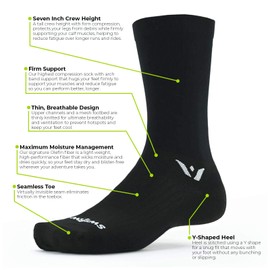 Swiftwick- ASPIRE SEVEN Cycling Socks, Firm Compression Fit, Tall Crew (Hi-Viz Yellow, Large)
