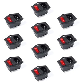 EC Buying - 10 enchufes AC-14-F18 todo de cobre AC-01A con interruptor de tipo barco KCD3 10A fusible ON/OFF interruptor de alimentación 3 en 1 toma de corriente integrada