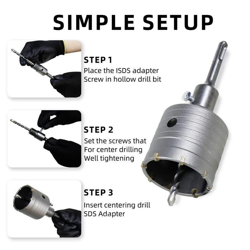 CCLIFE Drill Bit 50/55/65/68/80/82/100 mm Socket Drill Bit Concrete with
