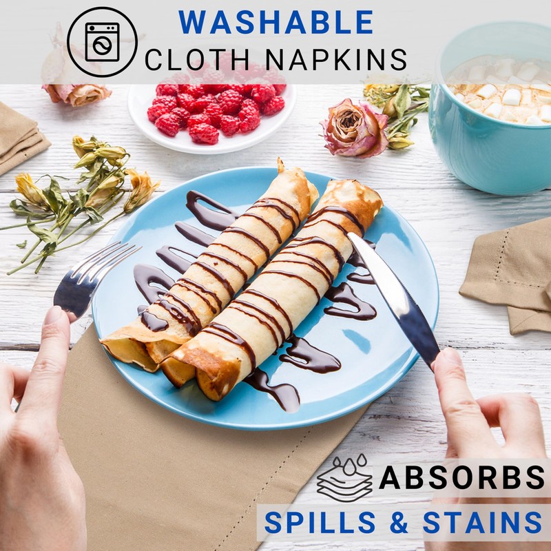 TWINY Threads Hemstitch Cloth Napkins 18 x 18 Inch -