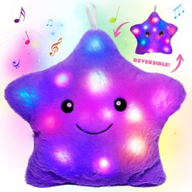 Cuteoy Musical Purple Star Plush Pillow Glowing Twinkle Night Light Stuffed Animal LED Toys Adjustable Volume Birthday for Girls Boys