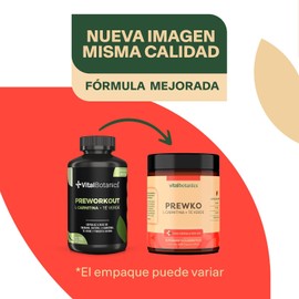 Pre Workout con L Carnitina + Guarana + Te verde + Cayena. 200 capsulas [6 meses]. VitalBotanics. Suplemento Multivitamínico para Deportistas