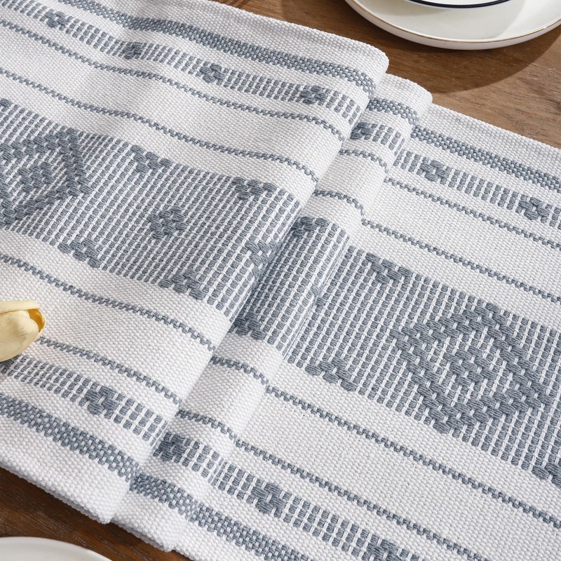 Tosleo Boho Table Runner Gray Stripe Table Runner for Modern